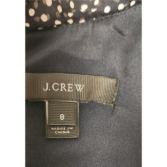 J. Crew Polka-Dots Ruffle Neckline Accent Sleeveless Top Blouse Sz 8 Blue/White - Picture 6 of 6